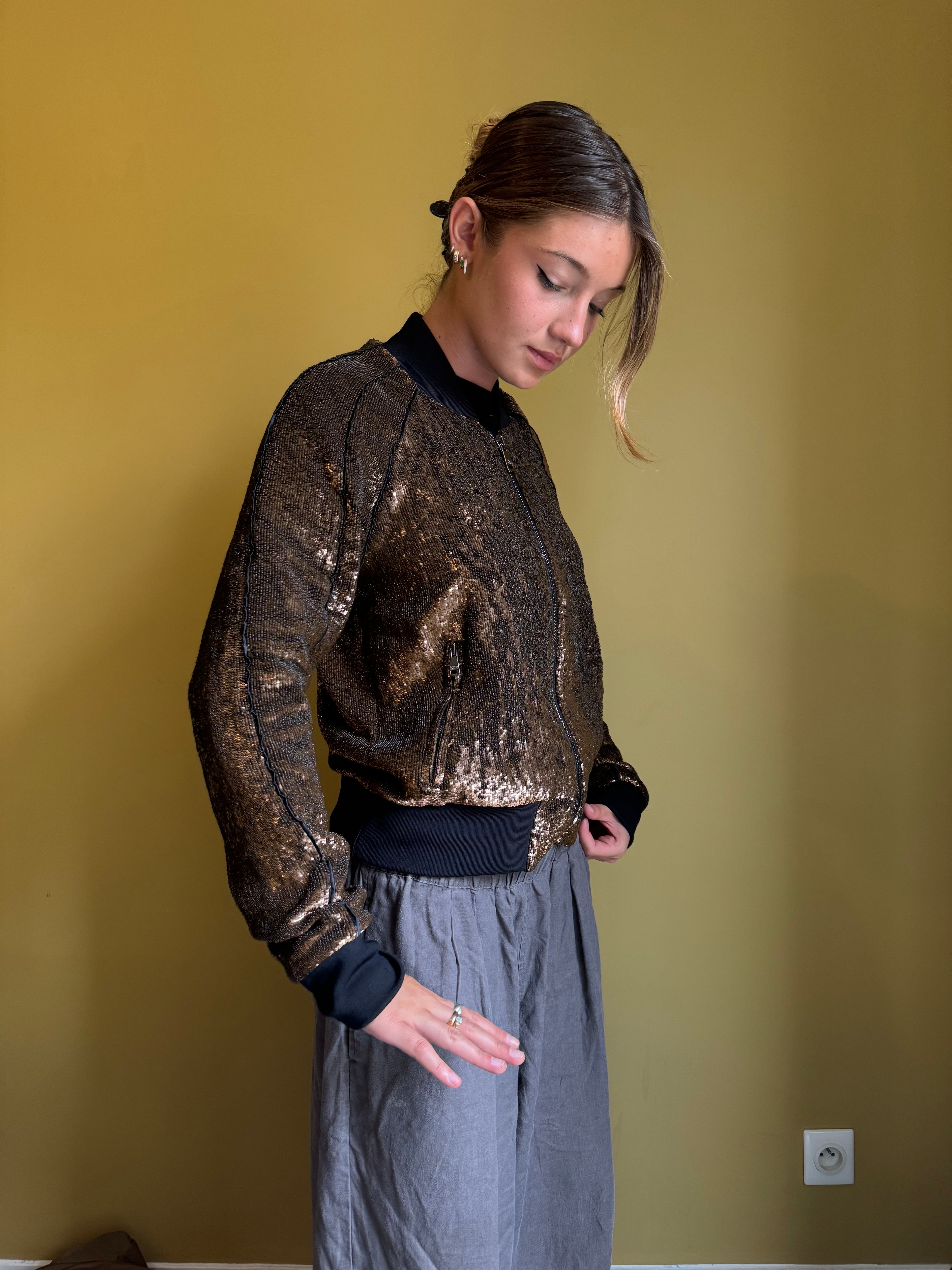 2000s Dolce & Gabbana Sequin Brown Jacket