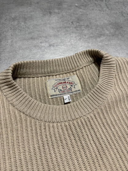 1990s Armani Beige Italian Relief Sweater (L) - 7