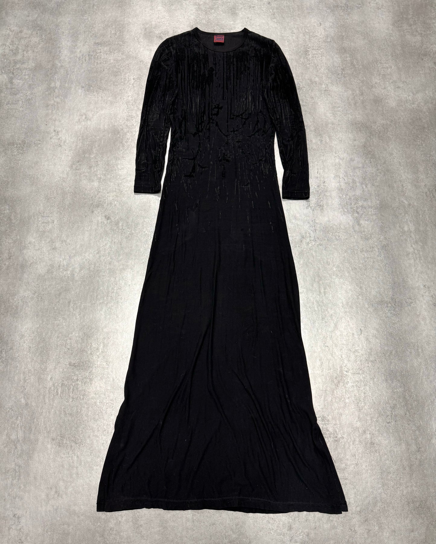 AW1998 Jean Paul Gaultier Blood Drip Black Maxi Dress (XS)