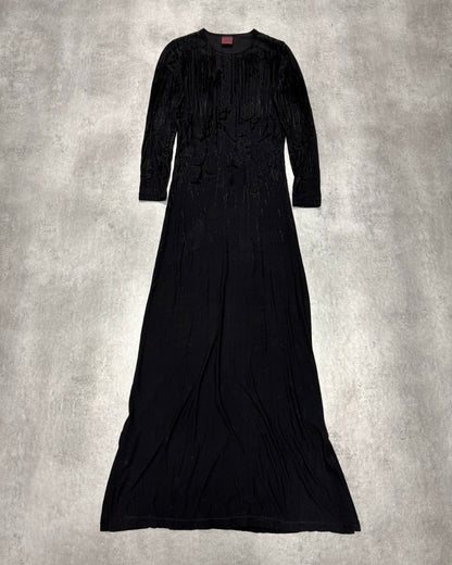 AW1998 Jean Paul Gaultier Blood Drip Black Maxi Dress (XS)
