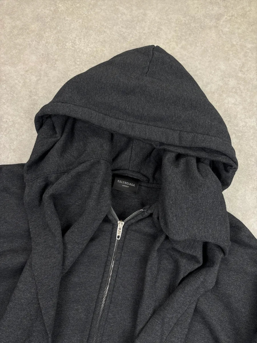 AW2024 Balenciaga Grey Extra Sleeve Oversized Zip-Up Hoodie ACOlgUKZ 7