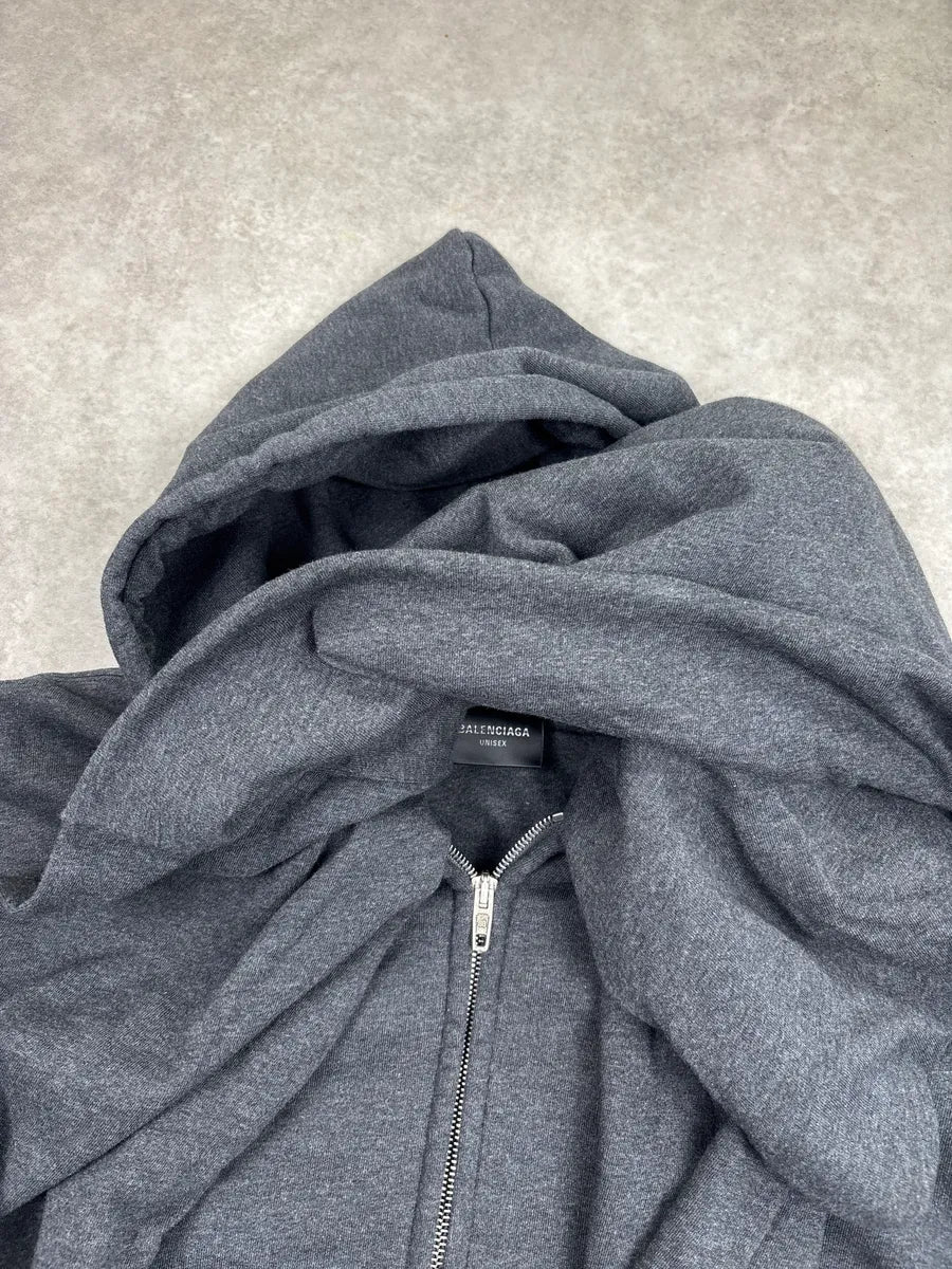 AW2024 Balenciaga Grey Extra Sleeve Oversized Zip-Up Hoodie ACOlgUKZ 10