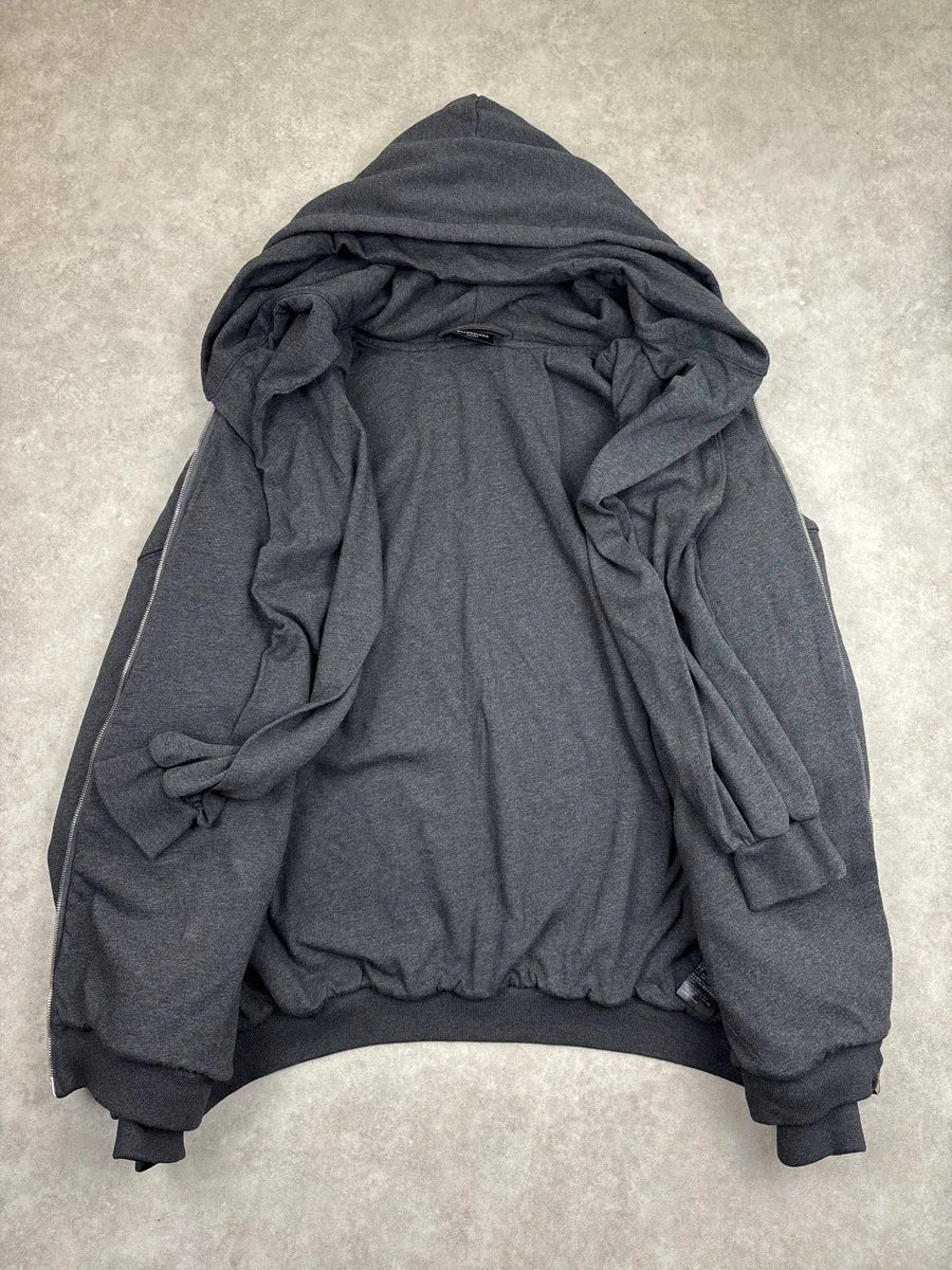 AW2024 Balenciaga Grey Extra Sleeve Oversized Zip-Up Hoodie ACOlgUKZ 5