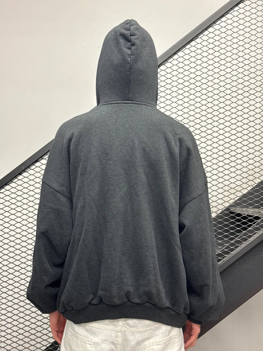AW2024 Balenciaga Grey Extra Sleeve Oversized Zip-Up Hoodie ACOlgUKZ 2