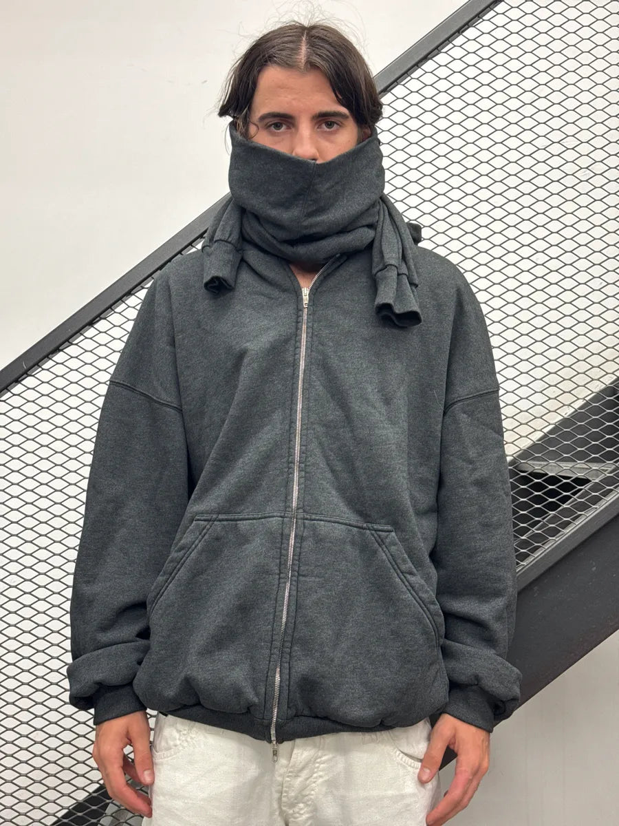 AW2024 Balenciaga Grey Extra Sleeve Oversized Zip-Up Hoodie ACOlgUKZ 3