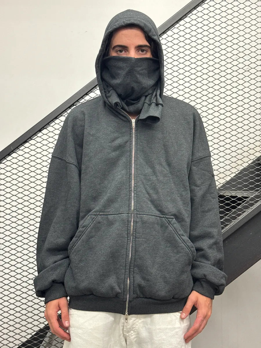 AW2024 Balenciaga Grey Extra Sleeve Oversized Zip-Up Hoodie ACOlgUKZ 4