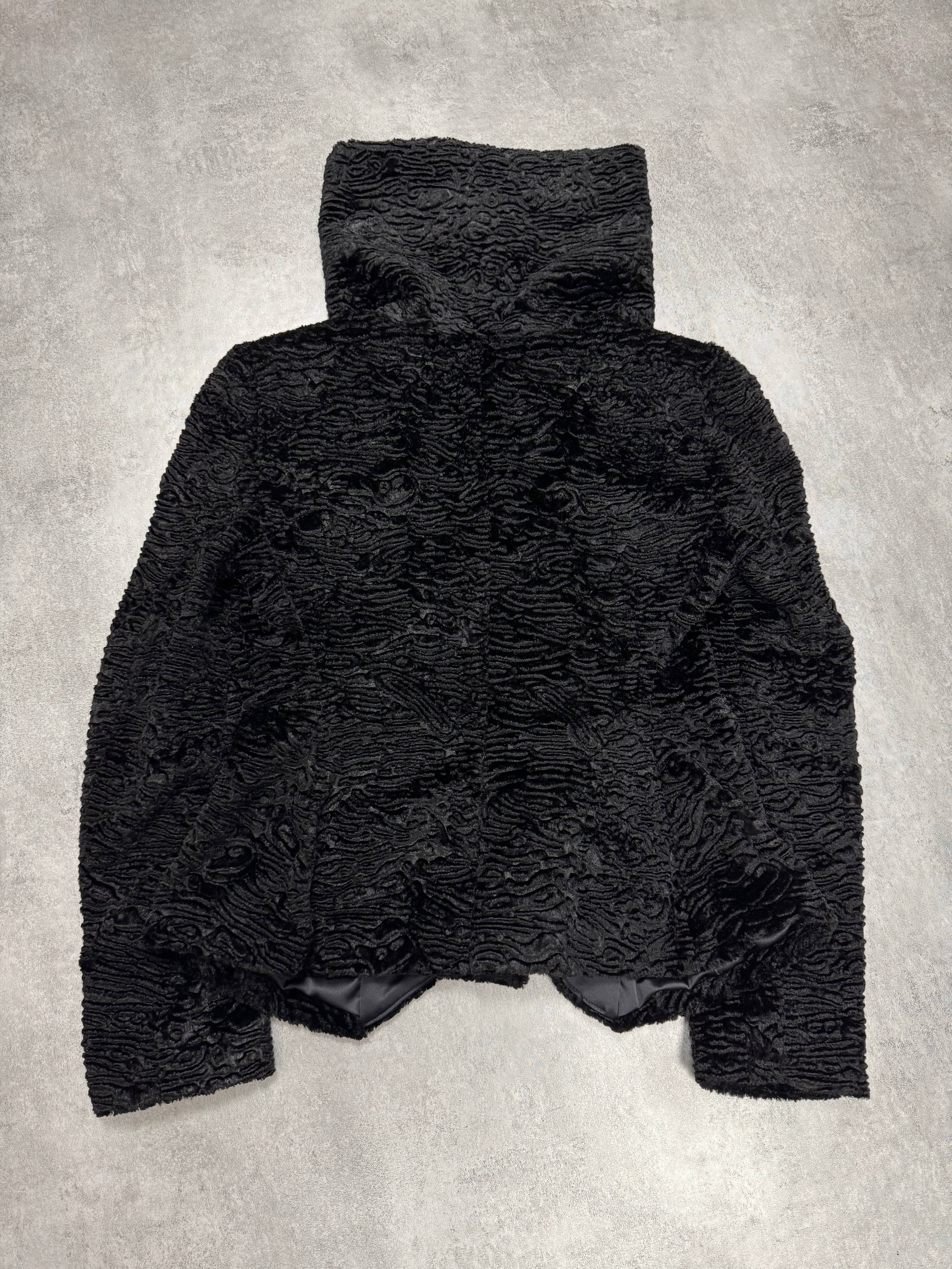 2000s Giorgio Armani Astrakan Sheep Fur Hight Neck Jacket
