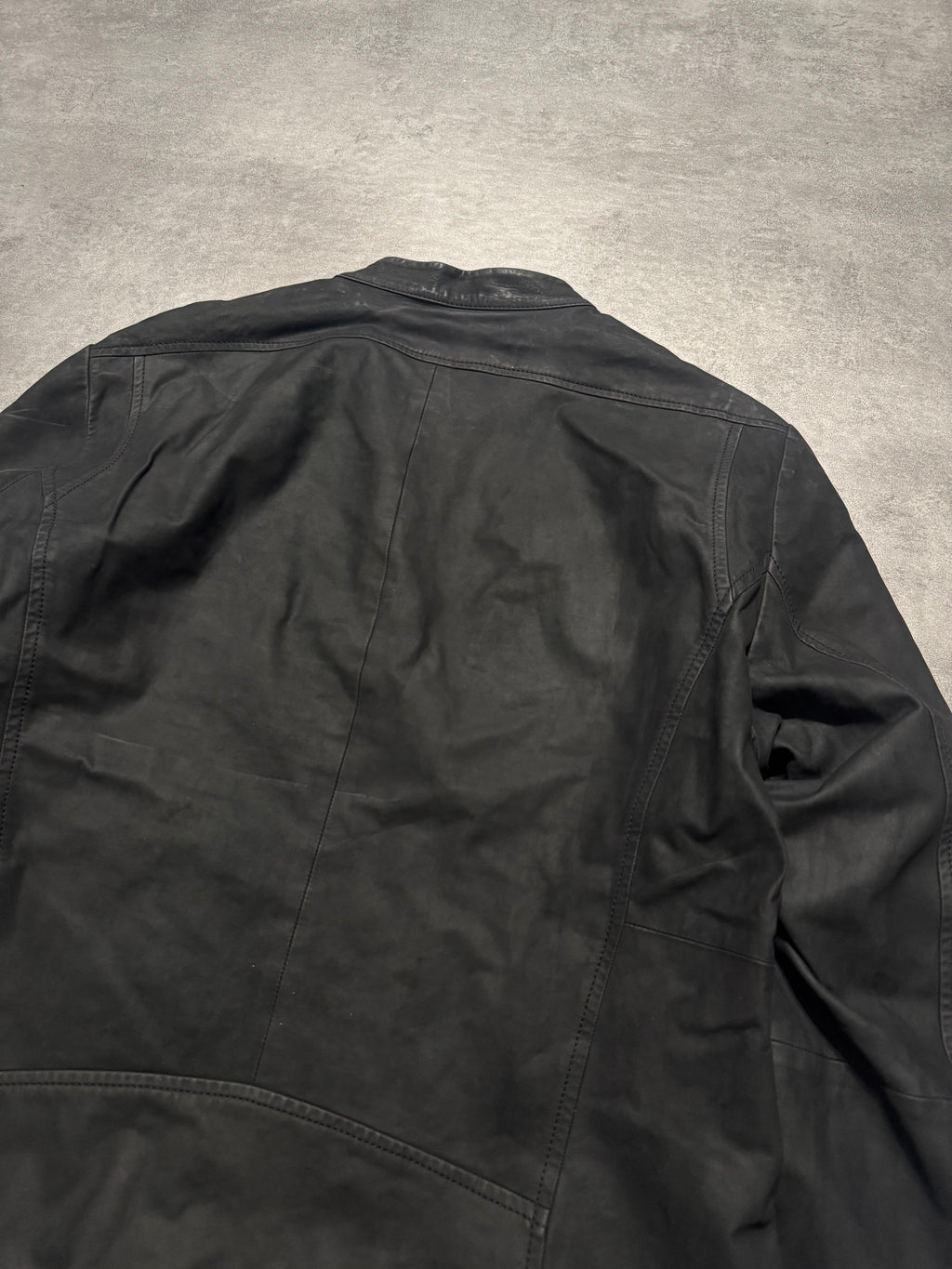 SS2014 Emprio Armani Elevated Black Leather Jacket