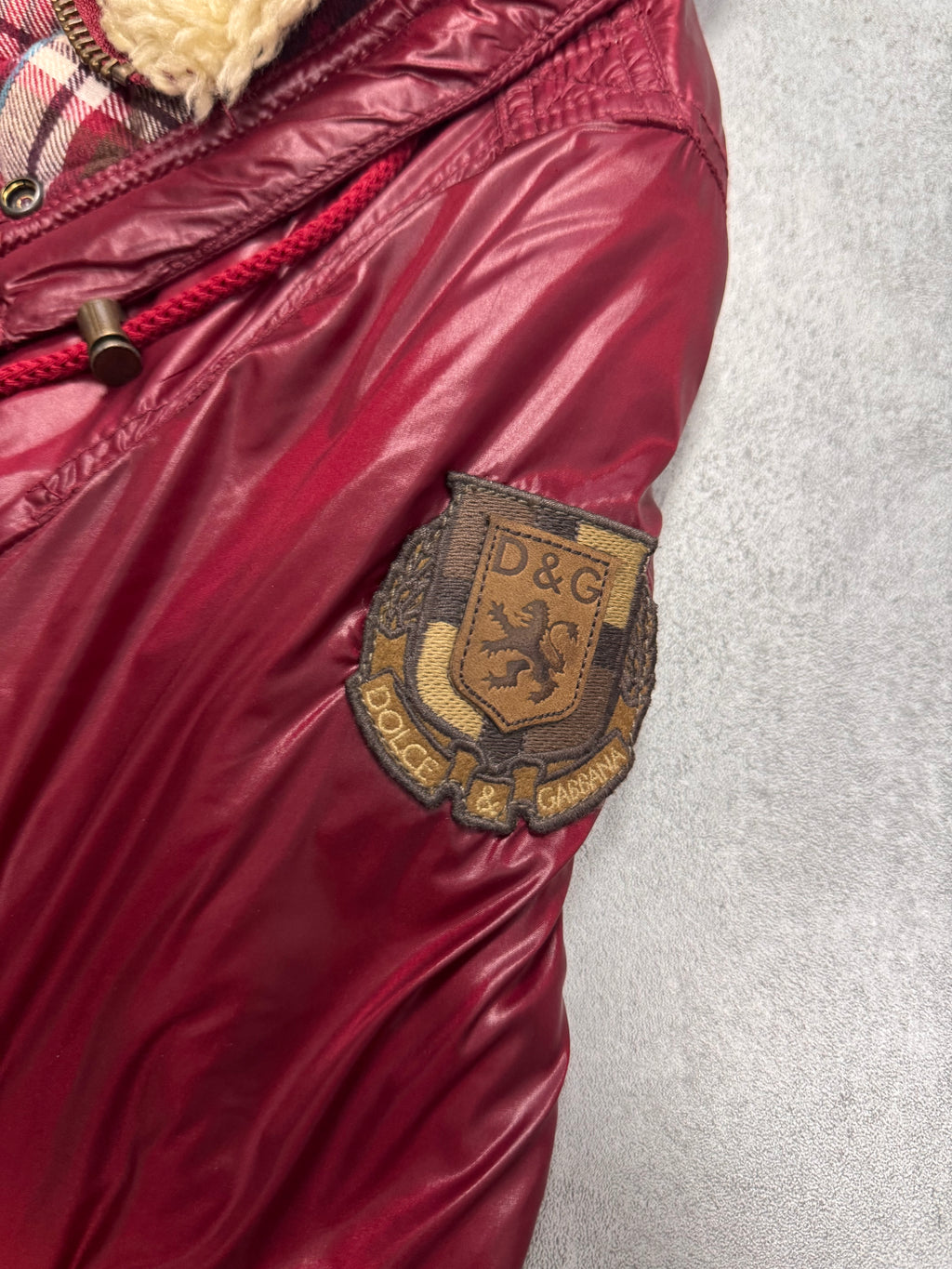 2000s Dolce & Gabbana Wine Burgundy Utility Cargo Puffer Jacket