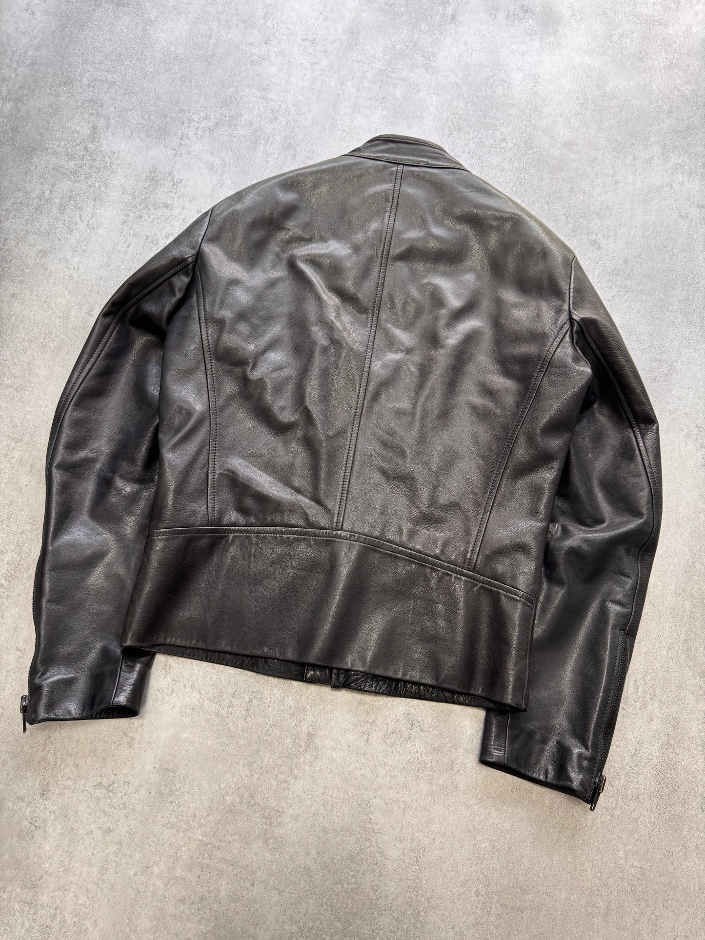 SS2010 Maison Margiela 5-Zip Black Leather Jacket (S)