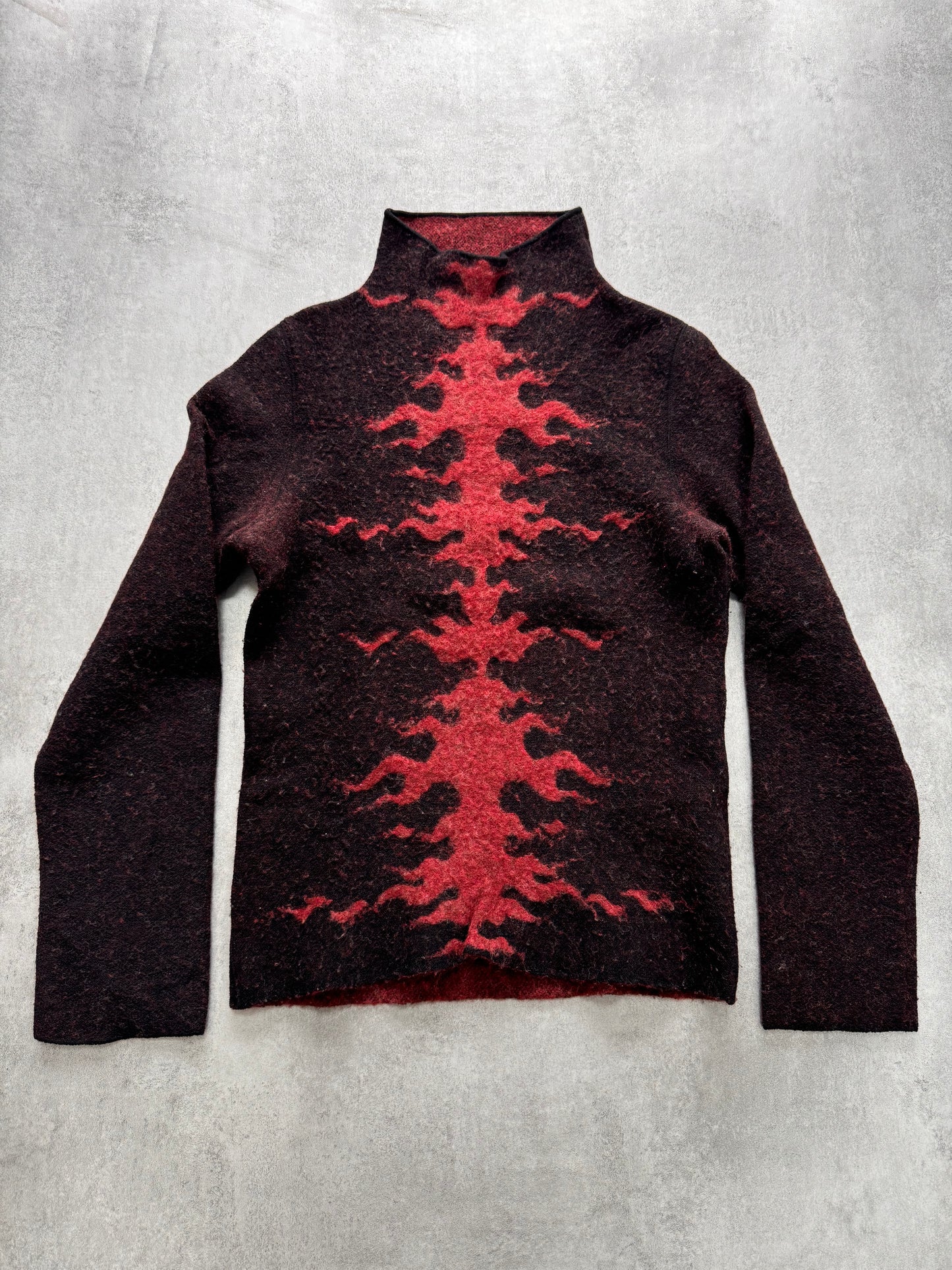 1990s Roberto Cavalli Red Fire High Neck Sweater (S/M)