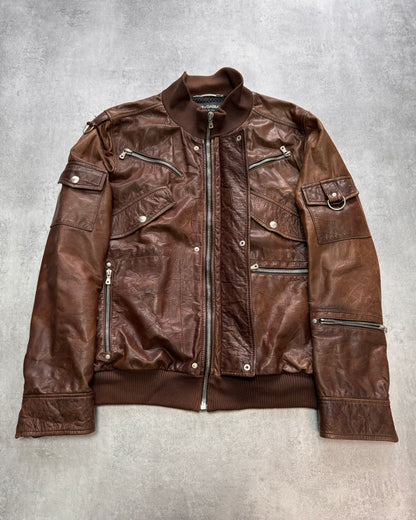 SS2004 Dolce & Gabbana Ninja Multi-Zip Leather Jacket (L)