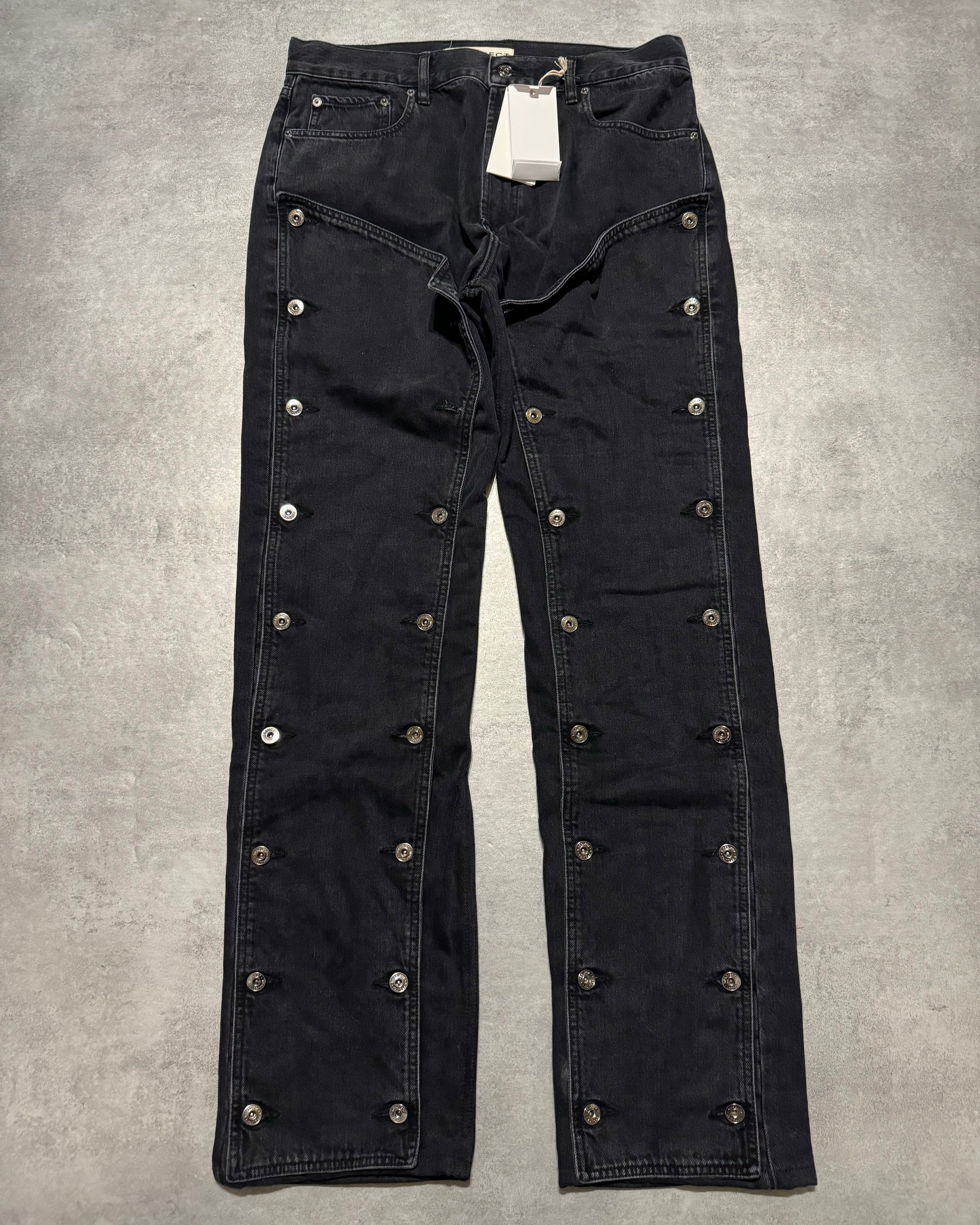 SS2025 Y/Project Snap Evergreen Black Denim Jeans (L) - 1