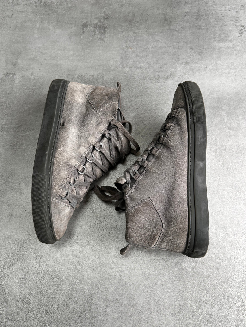 Balenciaga Arena High Grey Suede Leather Sneakers