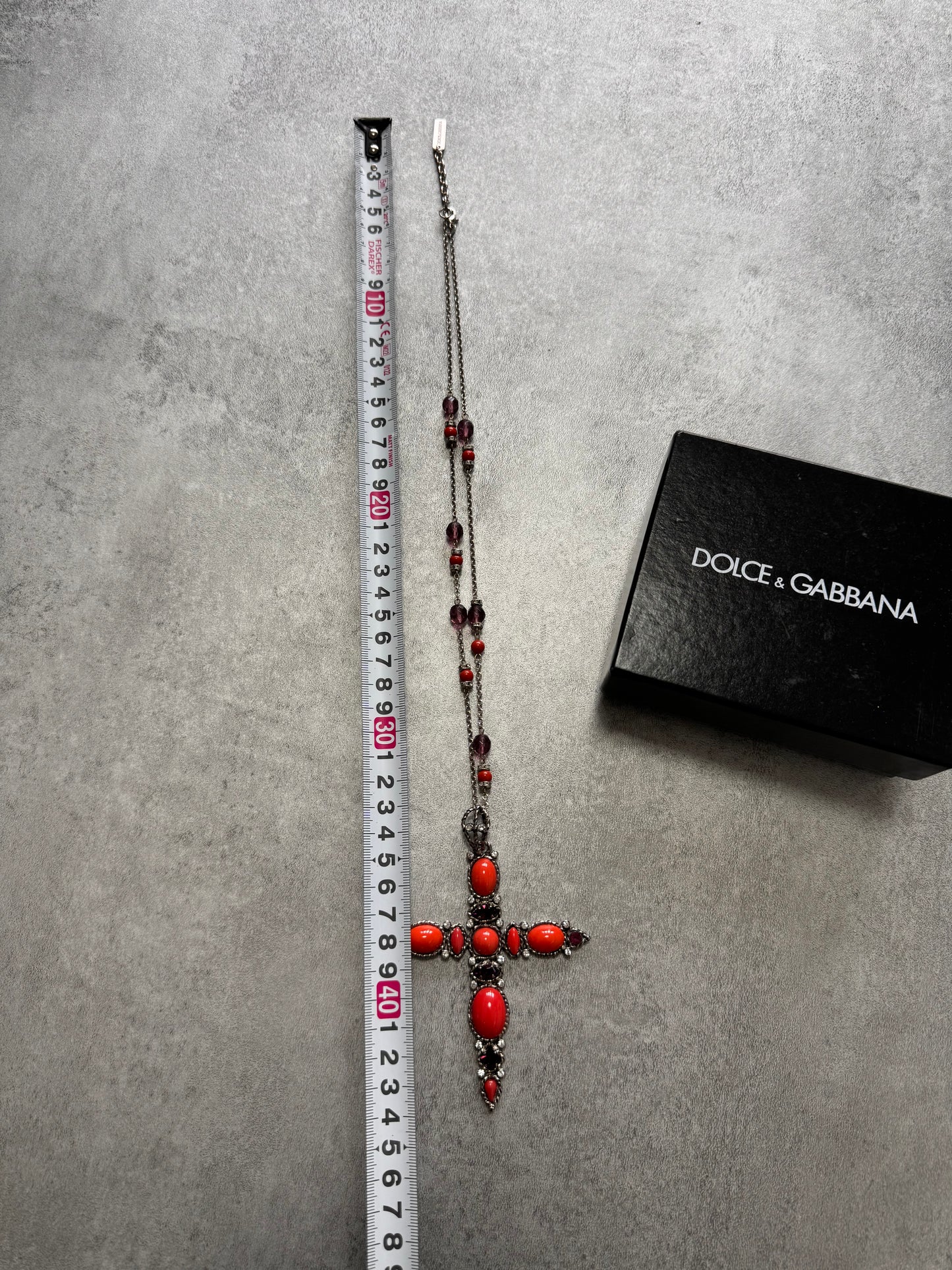 Dolce & Gabbana Fantasy Red Cross Pendant Necklace (OS)