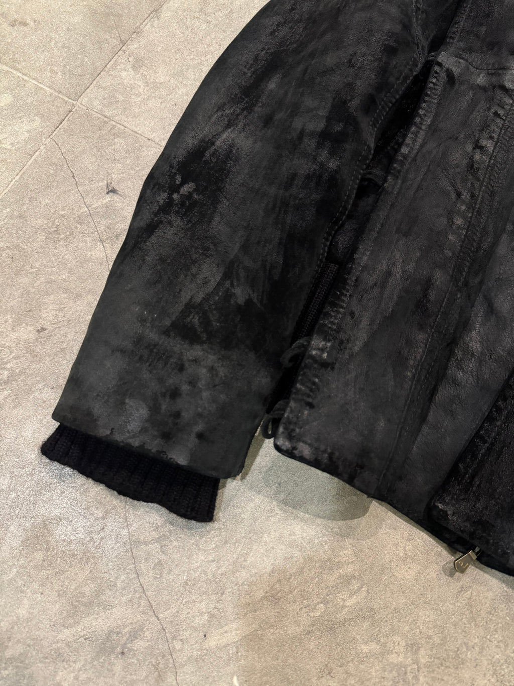 2000s Armani Eroded Black Leather Jacket