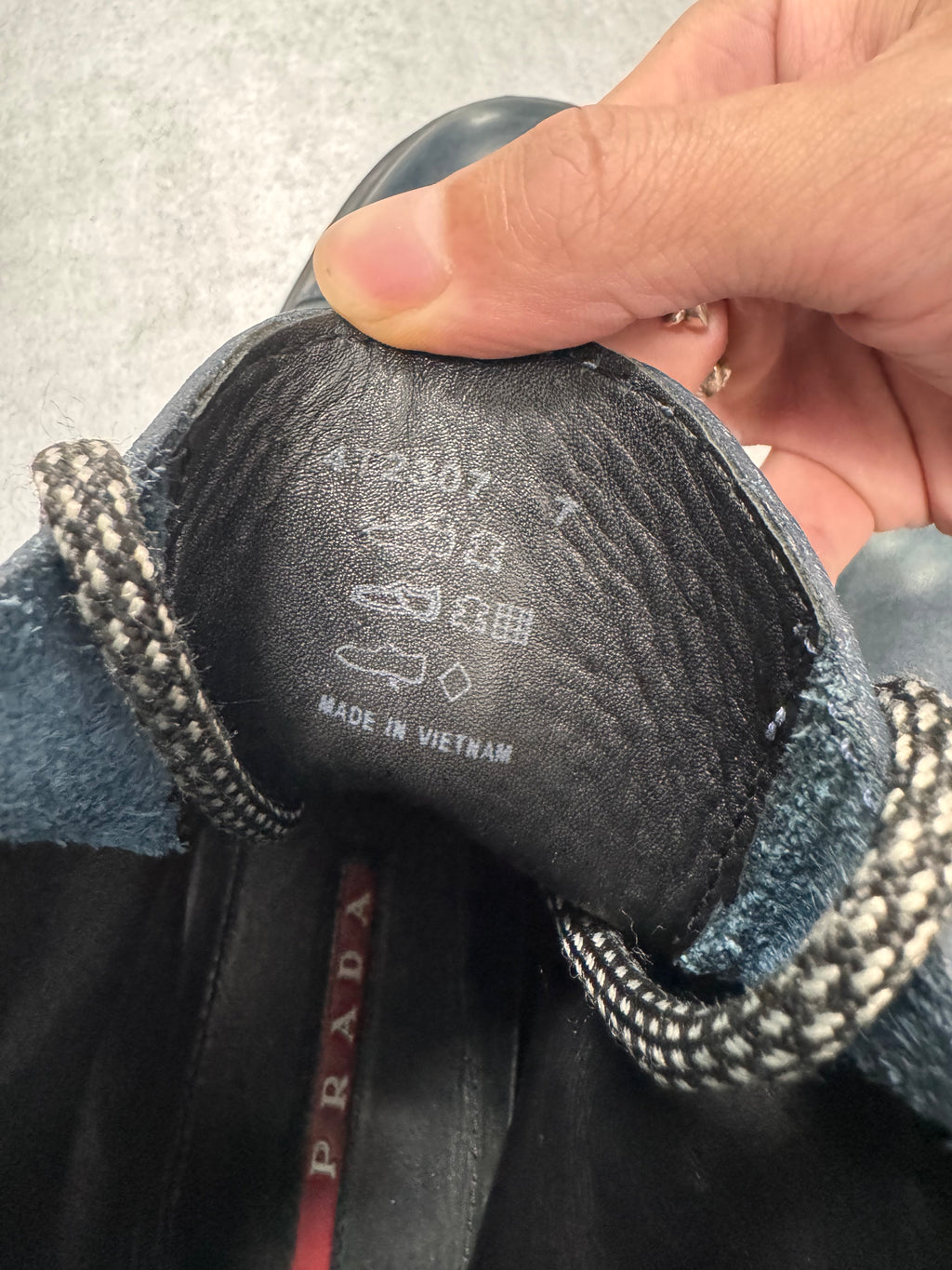 2000s Prada Hiking Navy Leather Boots