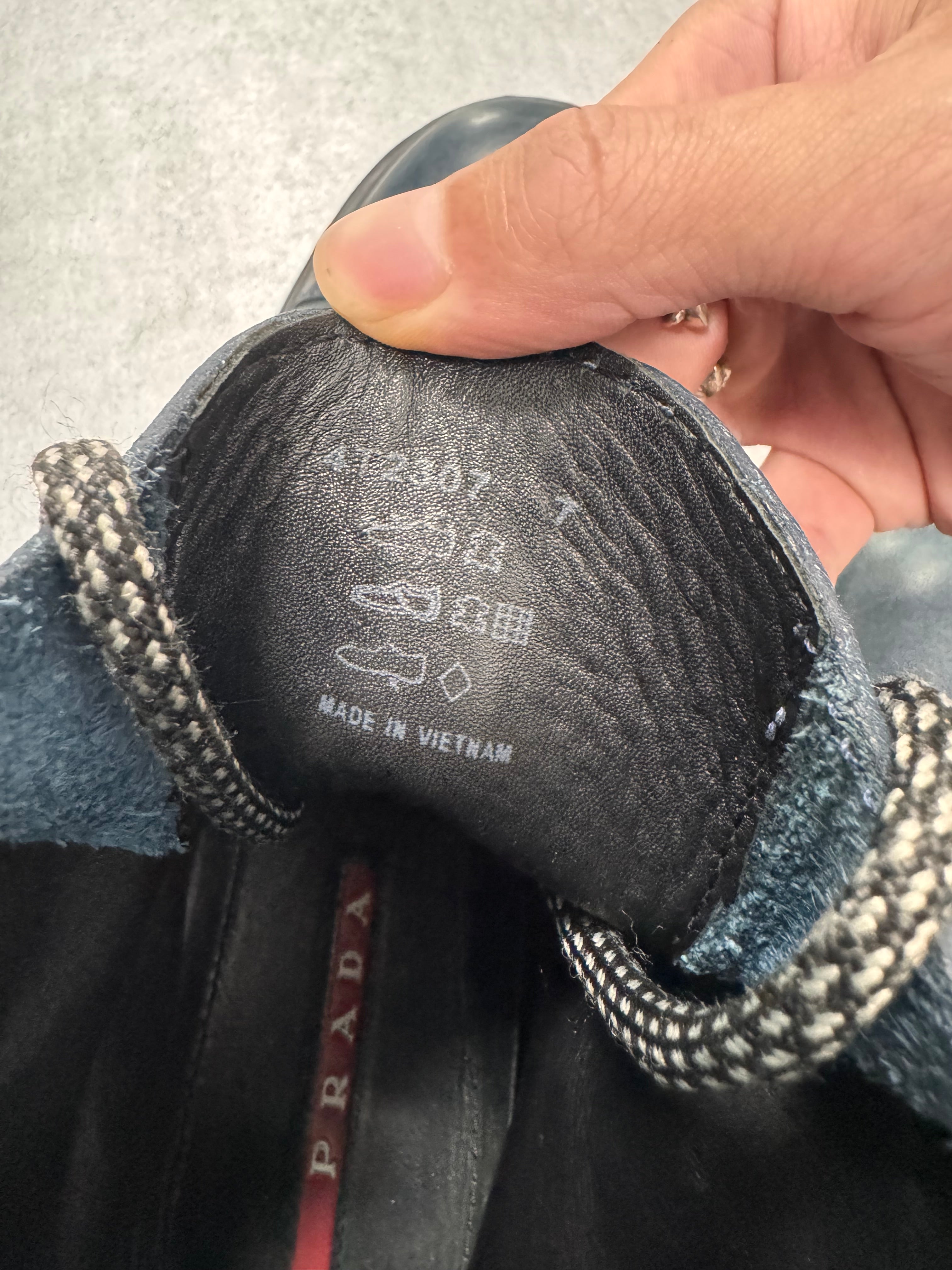 2000s Prada Hiking Navy Leather Boots