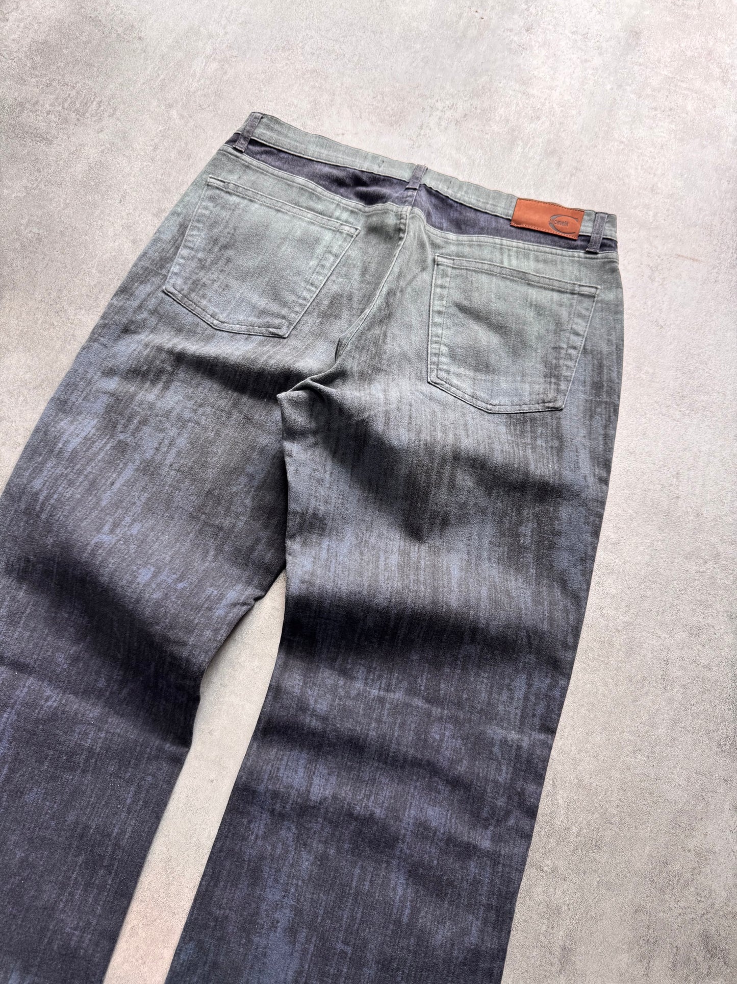 2000s Cavalli Elevation Disorder Blue Bootcut Pants (M/L)