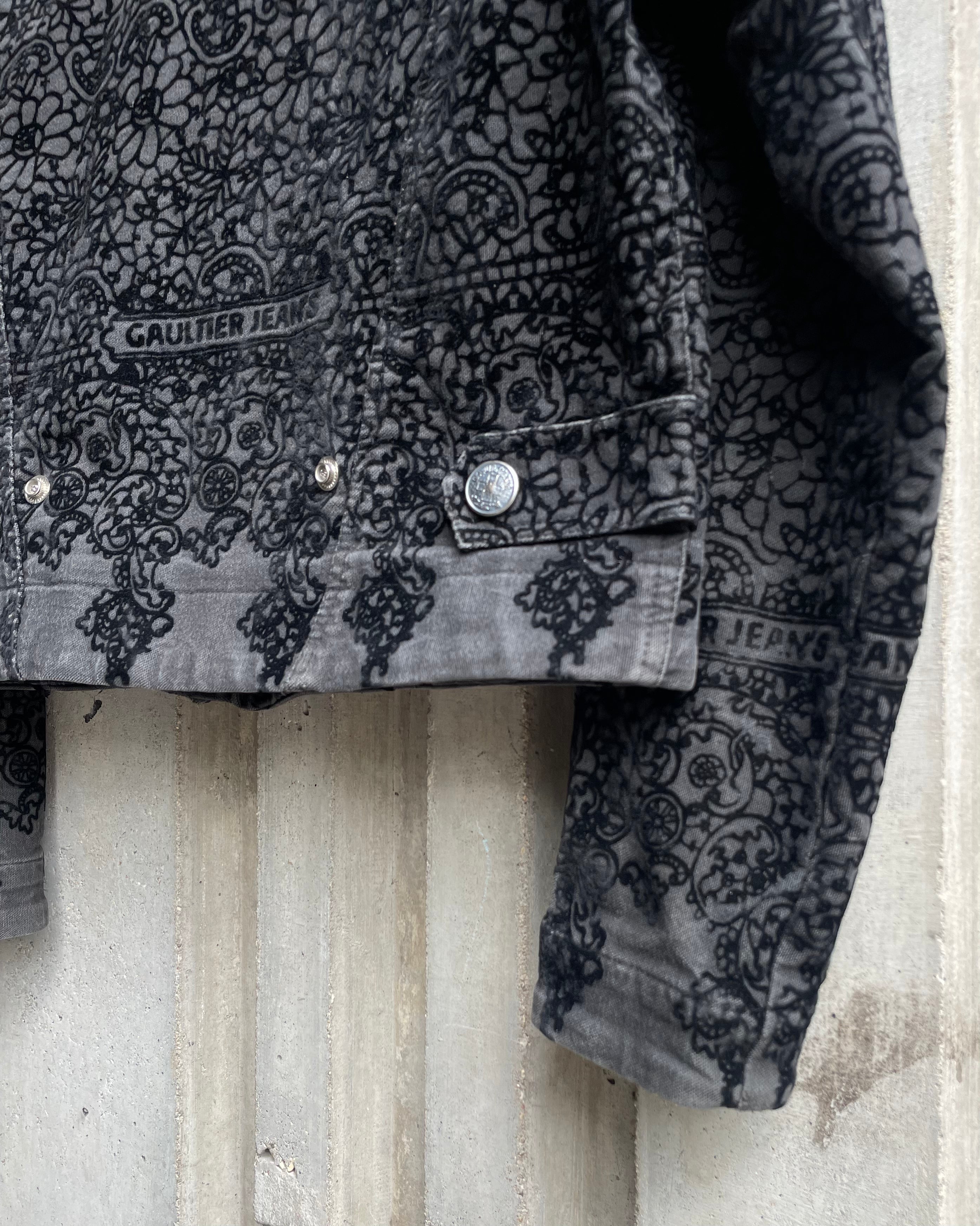 1990年代 ジャンポール・ゴルチエ ベルベット植毛デニムジャケット (XS)