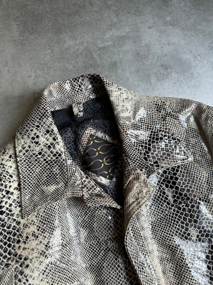 2000s Cavalli Varnished Python Skin Leather Jacket (M)