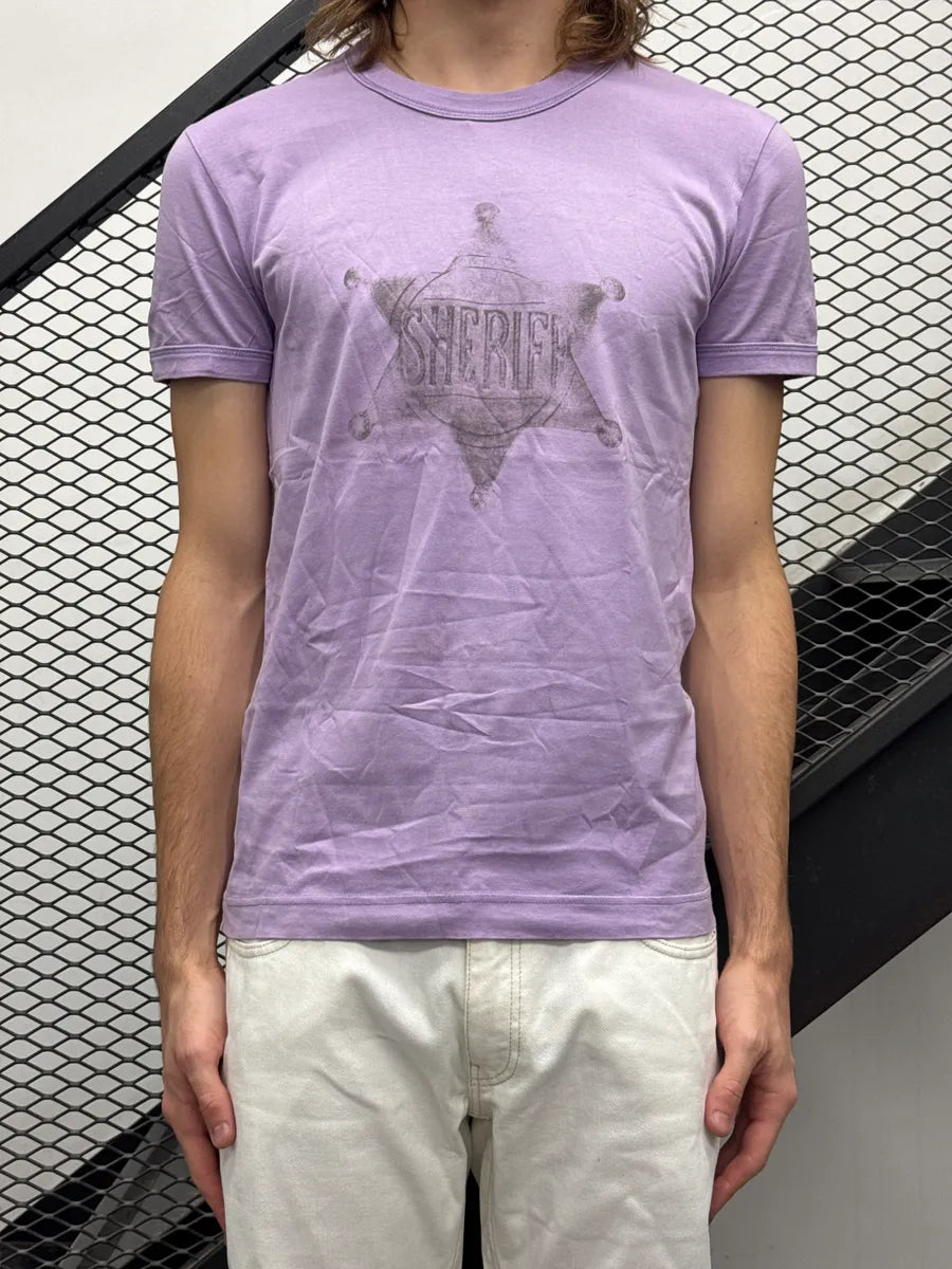 2000s Dolce & Gabbana Light Purple Sheriff Badge T-Shirt AGYSXarp 0