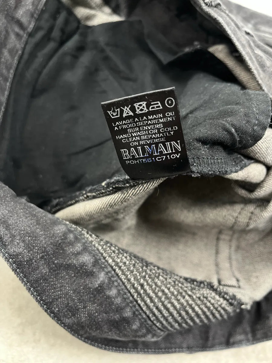 Balmain Biker Distressed Grey Denim Jeans AIVdgqwB 12