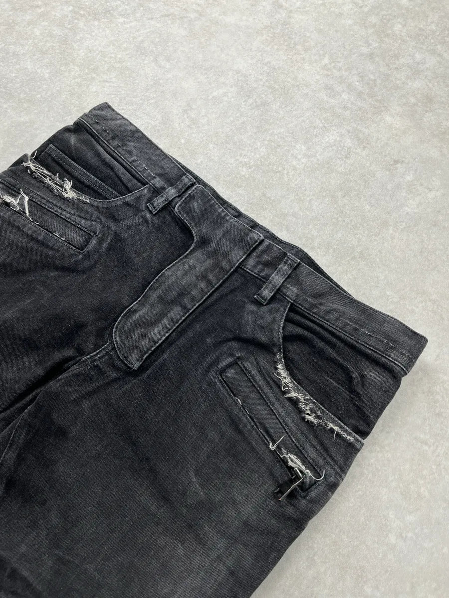 Balmain Biker Distressed Grey Denim Jeans AIVdgqwB 5