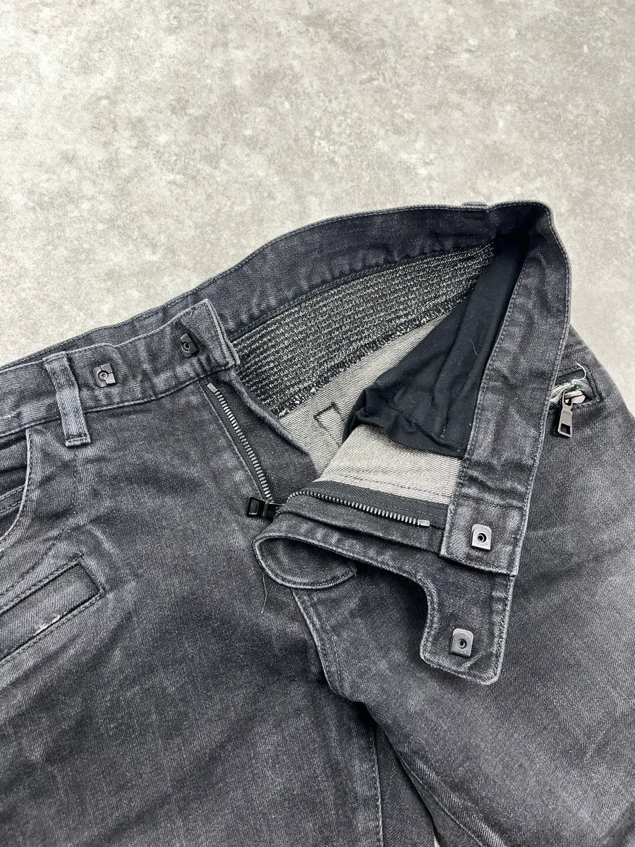 Balmain Biker Distressed Grey Denim Jeans AIVdgqwB 9