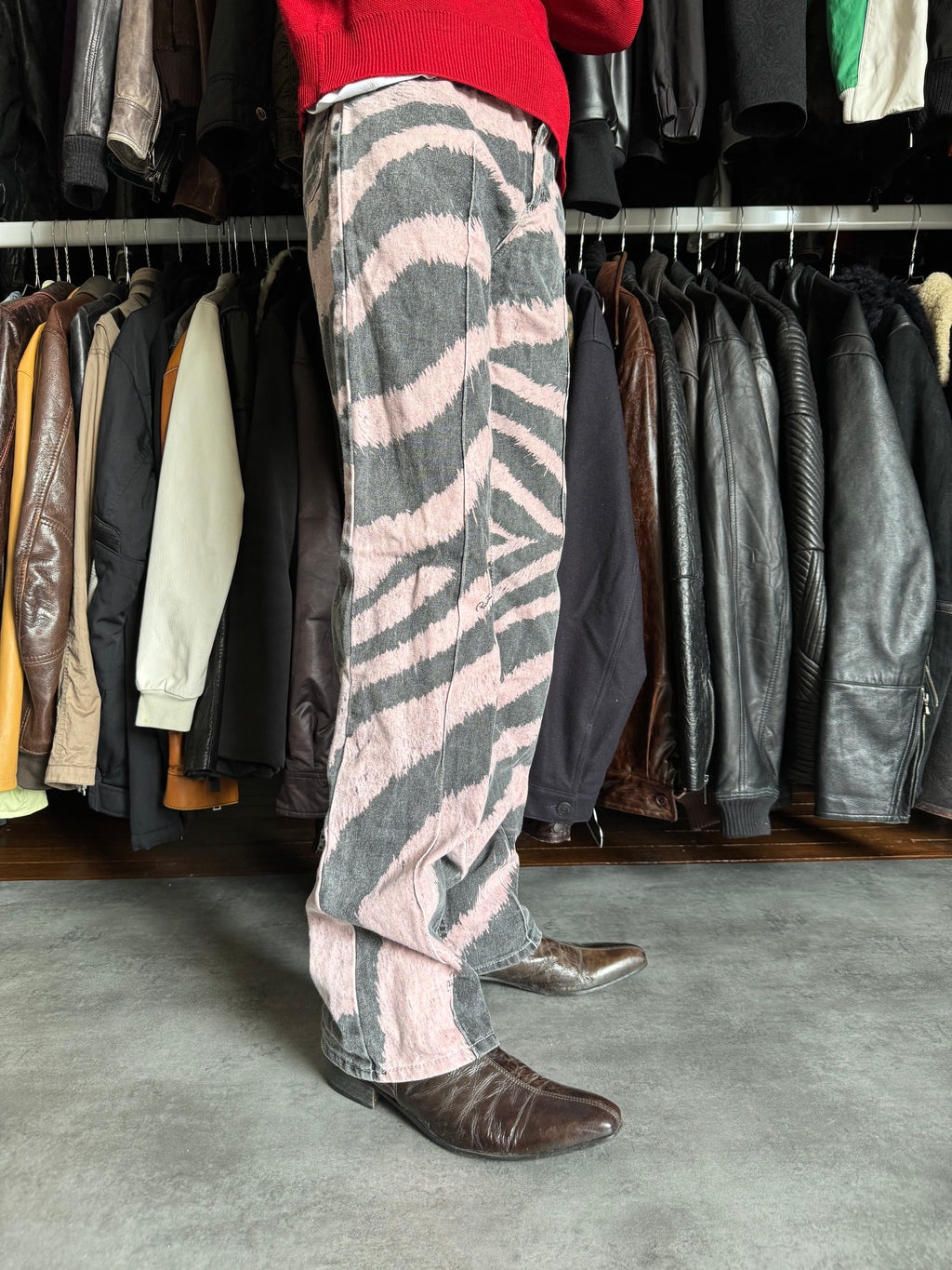 FW2001 Roberto Cavalli Zebra Pink Shadow Pants (M) - 5