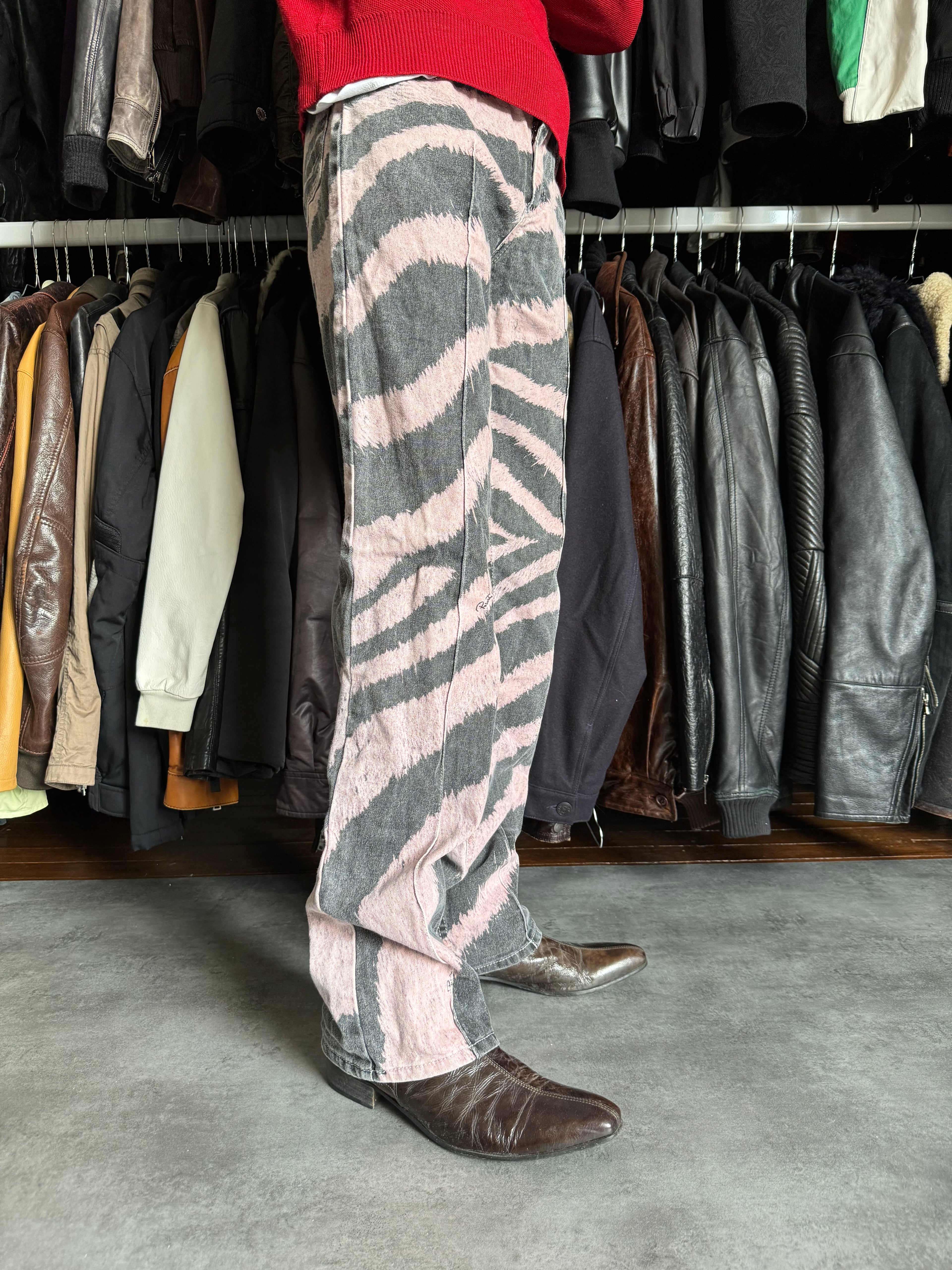FW2001 Roberto Cavalli Zebra Pink Shadow Pants (M) - 5