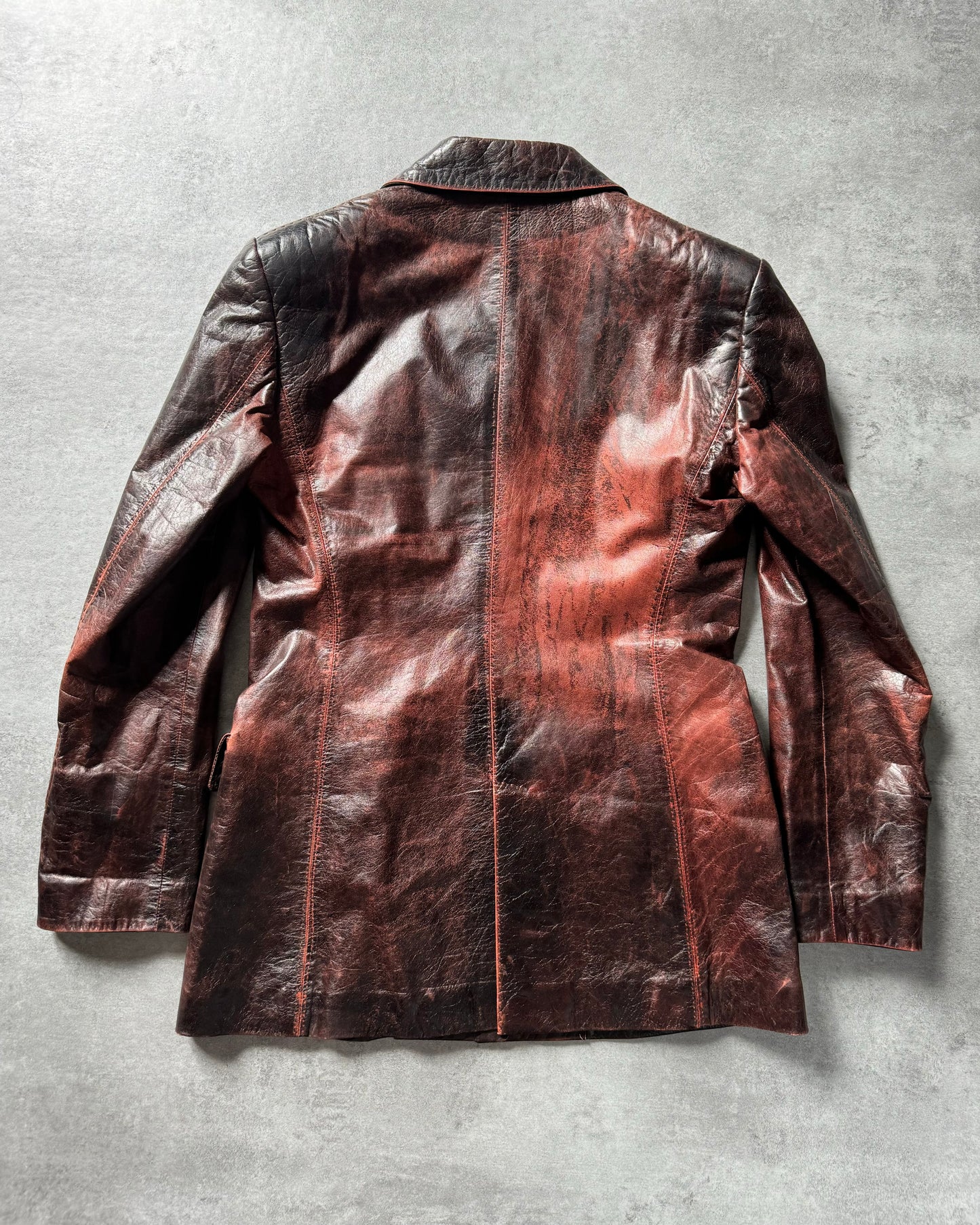 FW1999 Roberto Cavalli Eroded UlLeather Suit Jacket (S) - 2