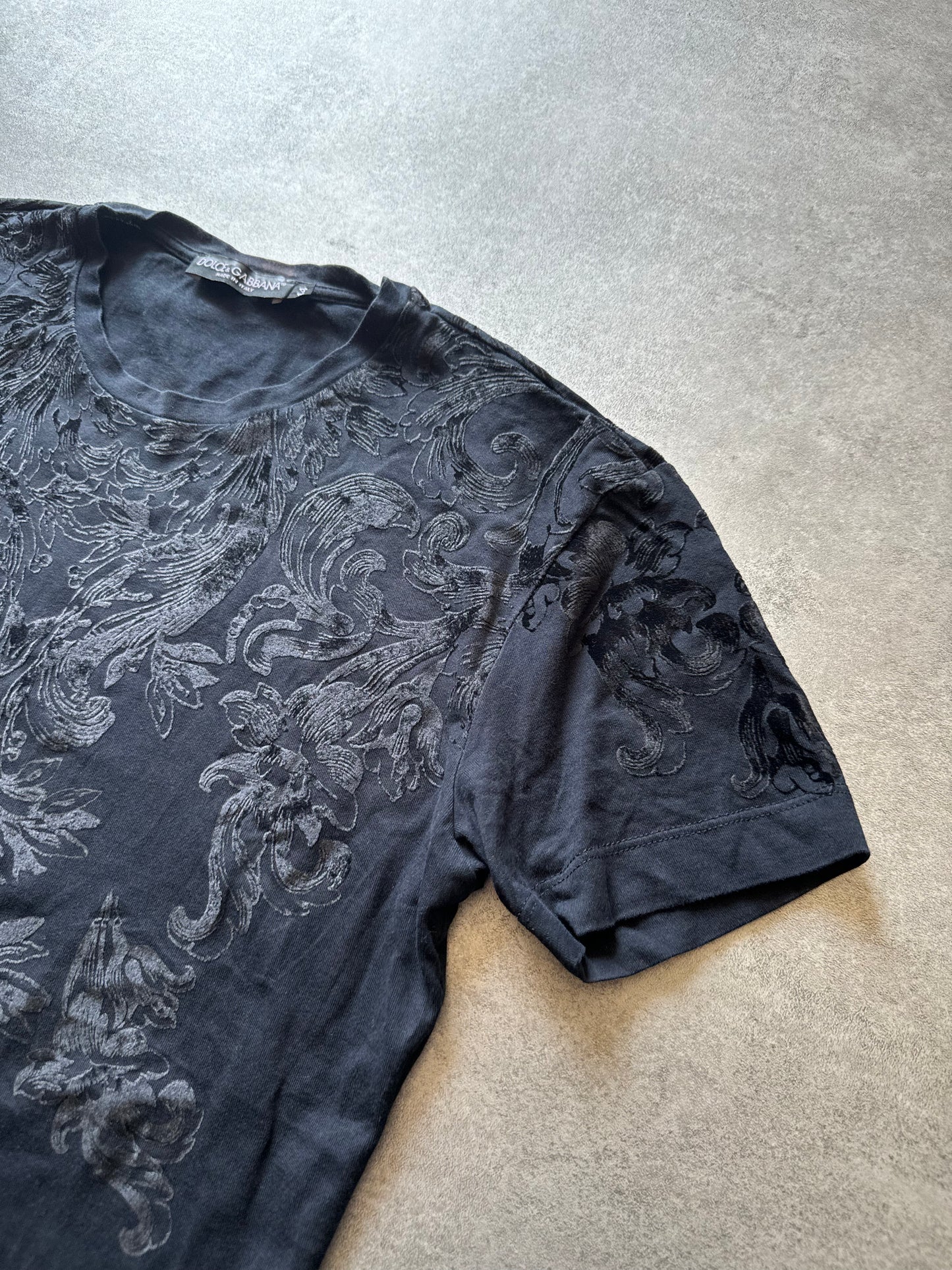 2010s Dolce & Gabbana Floral Velvet Tee-Shirt (S) - 5