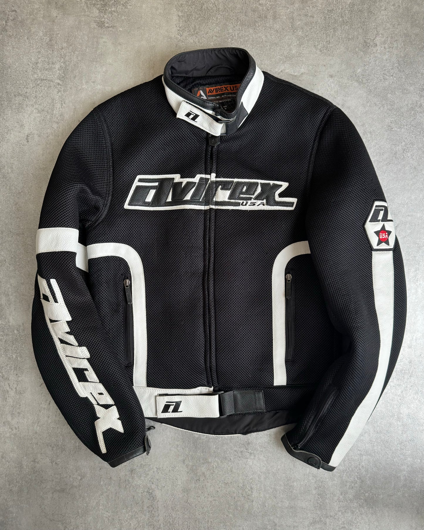 2000s Avirex Black & White Biker Hybride Jacket  (S) - 1