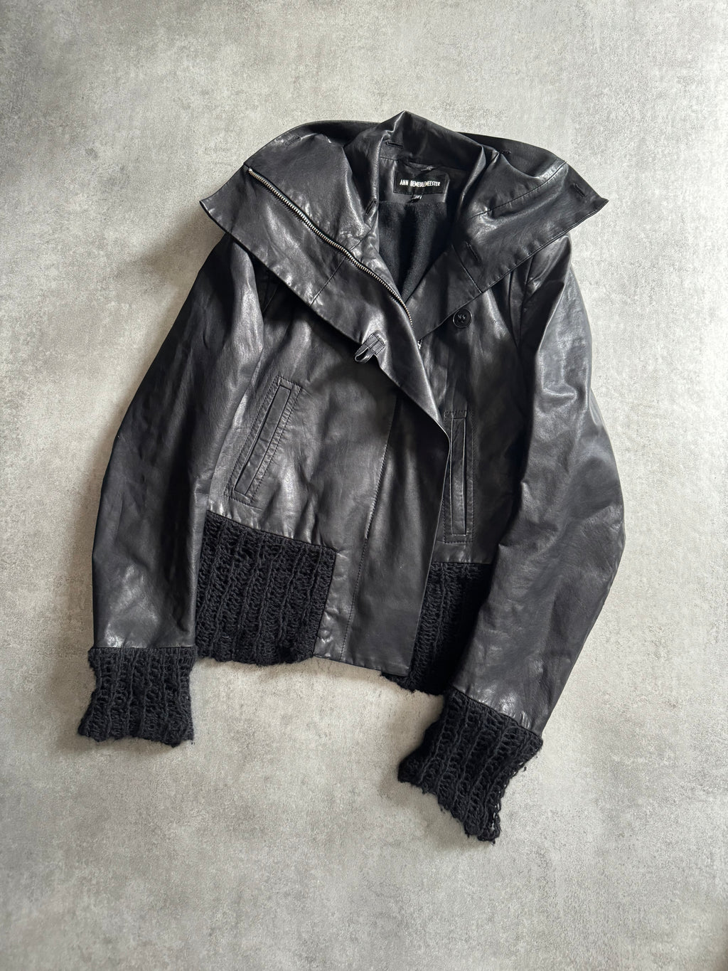 2000s Ann Demeulemeester Contemporary Brutalist Shadow Leather Jacket   (XS) - 2