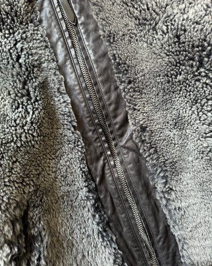 FW2018 Louis Vuitton Black Grey Shearling Leather Jacket (L) - 8