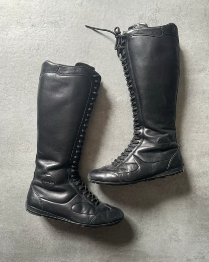 2000s Prada Moto Black Ankle Leather Boots (38,5) - 3