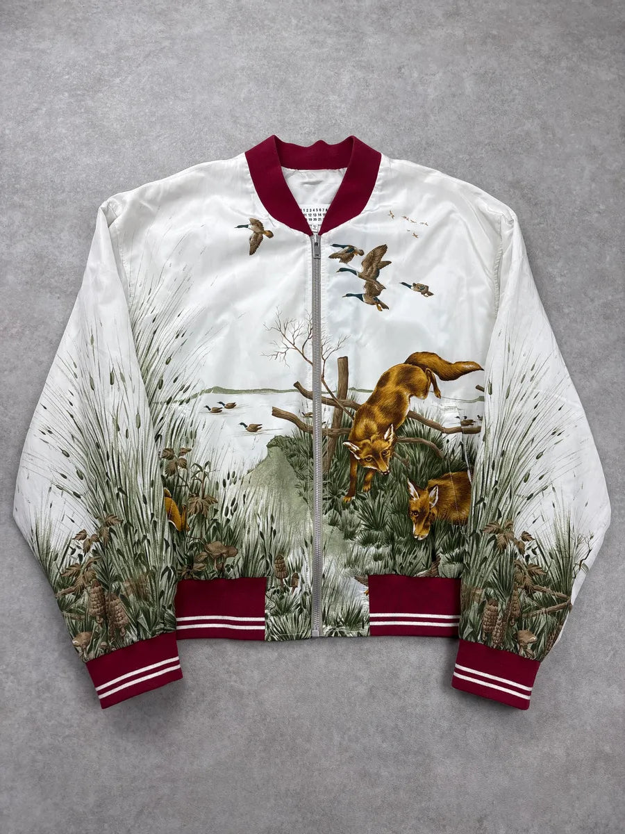 SS2017 Maison Margiela White Satin Hunting Fox Bomber Jacket AUVPbwGR 0