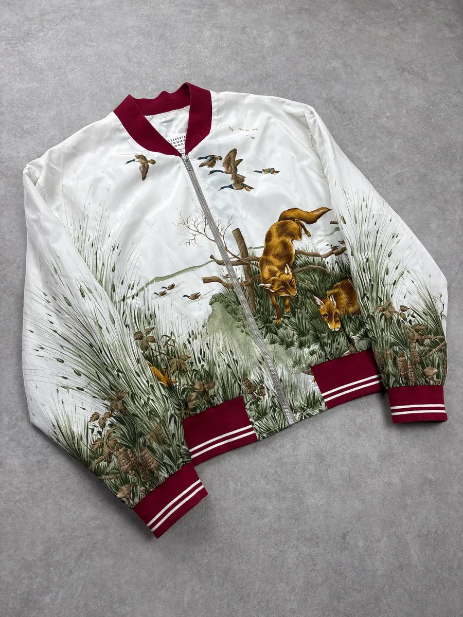 SS2017 Maison Margiela White Satin Hunting Fox Bomber Jacket AUVPbwGR 3