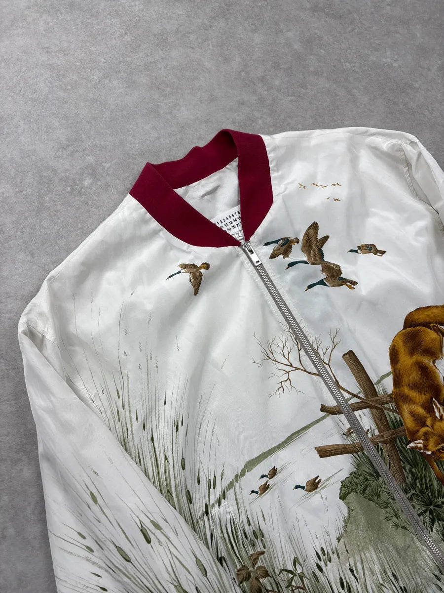 SS2017 Maison Margiela White Satin Hunting Fox Bomber Jacket AUVPbwGR 4