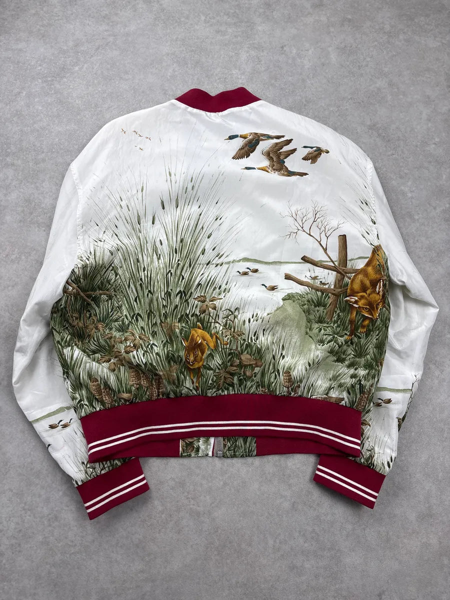SS2017 Maison Margiela White Satin Hunting Fox Bomber Jacket AUVPbwGR 5