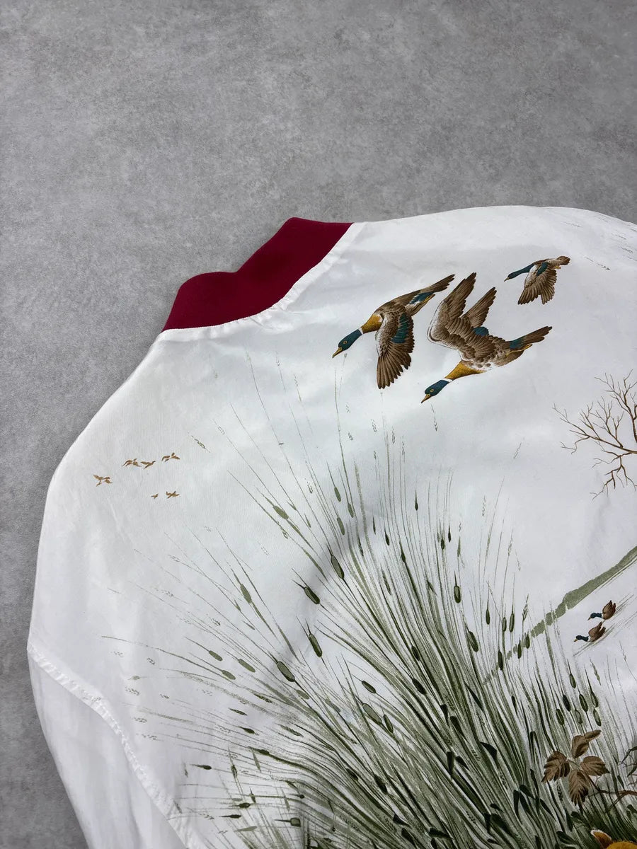 SS2017 Maison Margiela White Satin Hunting Fox Bomber Jacket AUVPbwGR 8