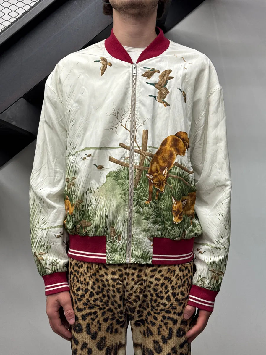 SS2017 Maison Margiela White Satin Hunting Fox Bomber Jacket AUVPbwGR 1