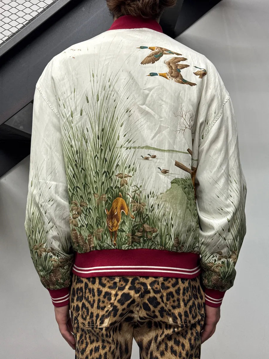SS2017 Maison Margiela White Satin Hunting Fox Bomber Jacket AUVPbwGR 2