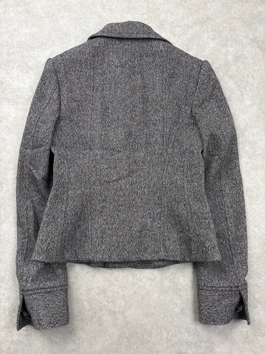2000s Dolce & Gabbana Grey Tweed Classy Cropped Wool Blazer AUxQKuVQ 5