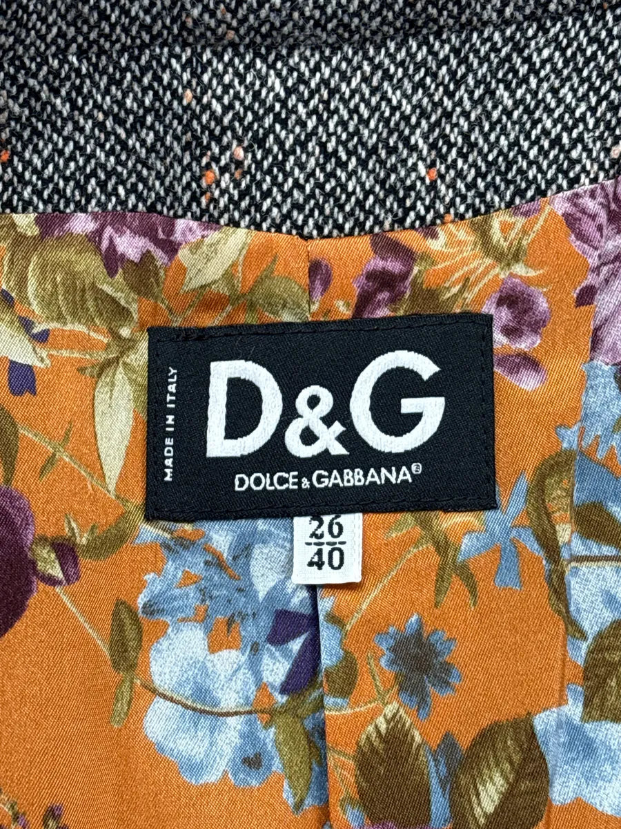 2000s Dolce & Gabbana Grey Tweed Classy Cropped Wool Blazer AUxQKuVQ 10