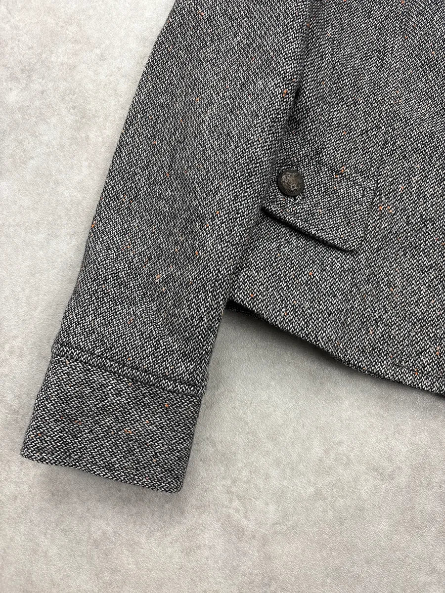2000s Dolce & Gabbana Grey Tweed Classy Cropped Wool Blazer AUxQKuVQ 7
