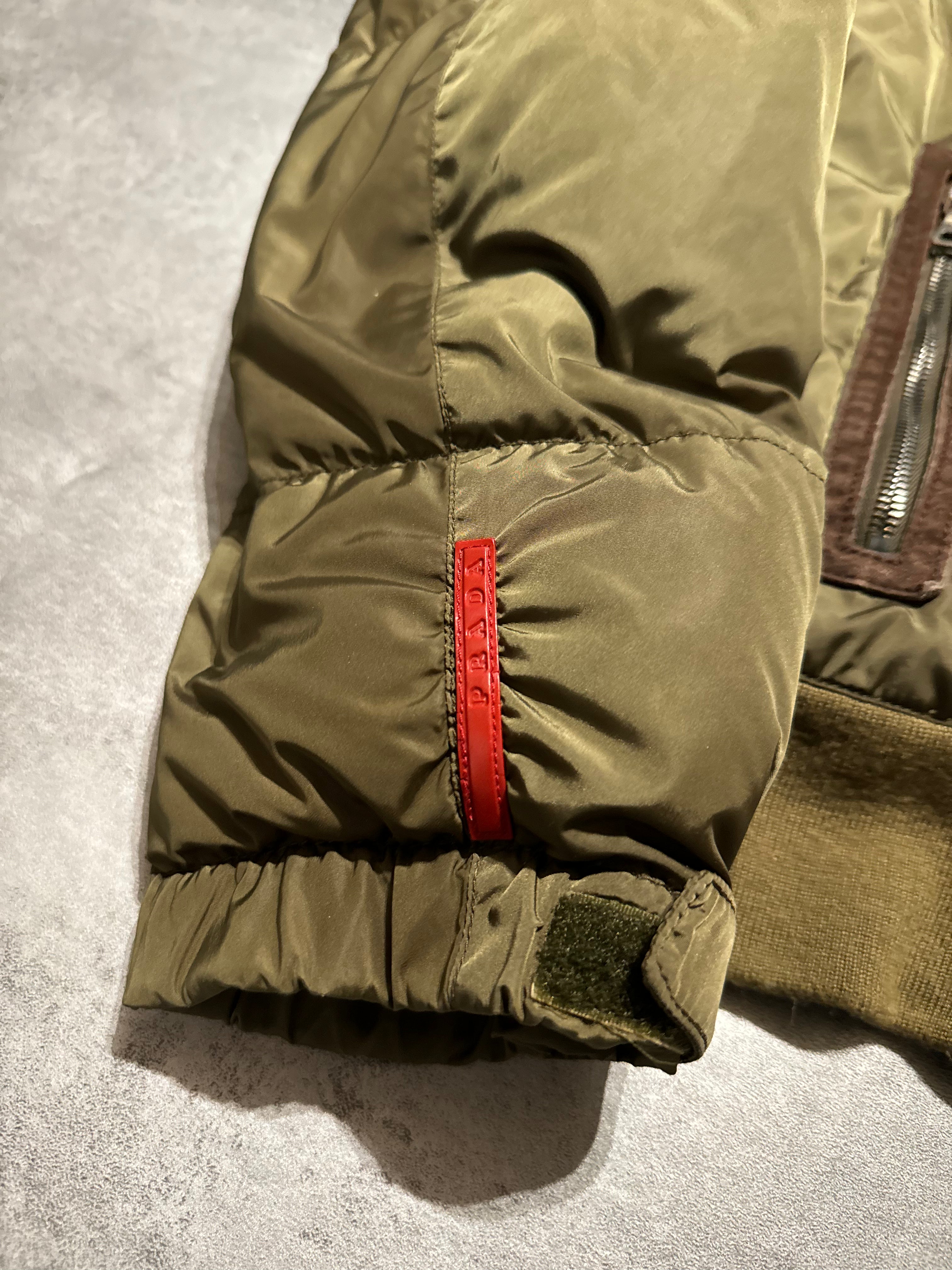 2000s Prada Linea Rossa Olive Puffer Padded Jacket (L) - 11