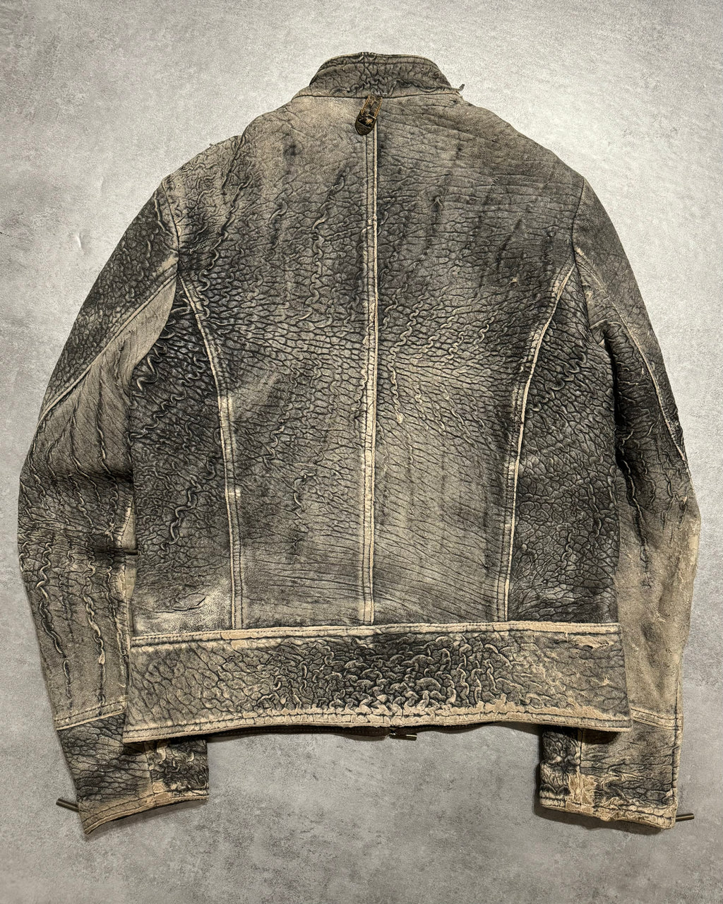 2000s Cavalli Scarred Raw Leather Jacket (M) - 2