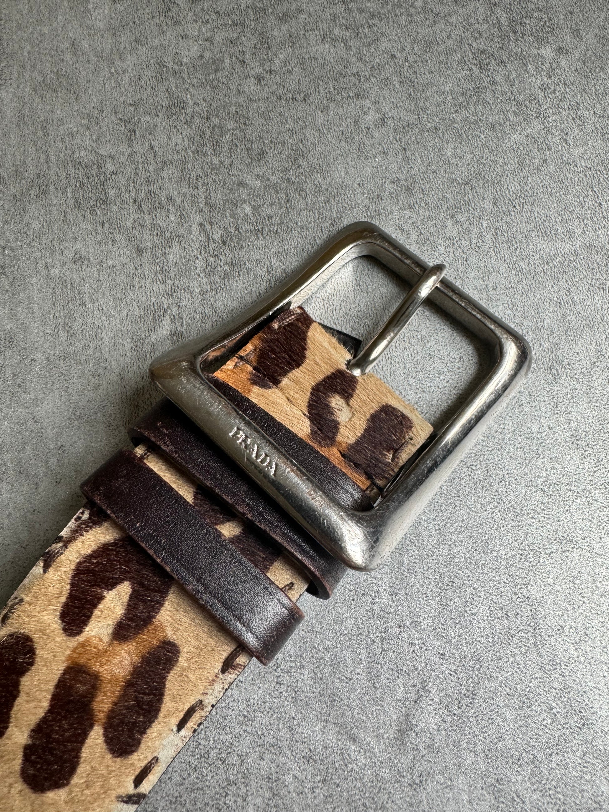 2000s Prada Pony Hair Fur Leopard Belt (OS) - 5